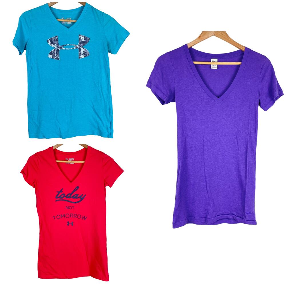 Under Armour & Victoria’s Secret Short Sleeve T-Shirts Set of 3 Size XS V-neck